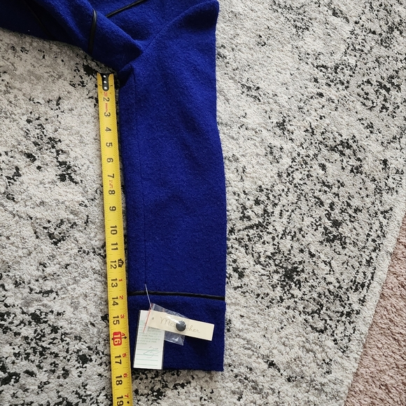 Vintage Mainbocher 100% Wool Jacket Blue Black Womens L NWT Preppy Academia Goth - Picture 8 of 9